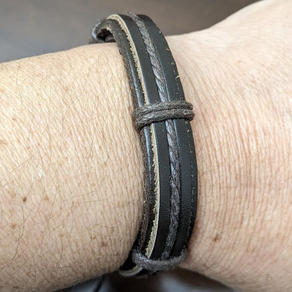 2Pcs Men Women Brown Braided Leather Bracelet Bangle Wrap Rope Wristband